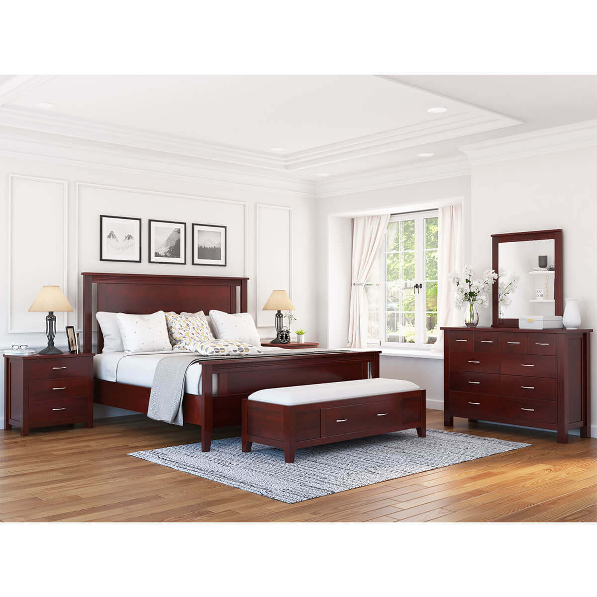 Amenia Solid Mahogany Wood 6 Piece Bedroom Set regarding size 1200 X 1200