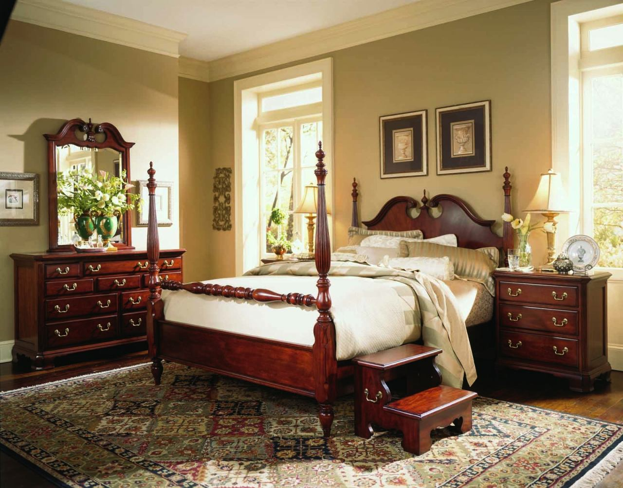 American Drew Cherry Grove Low Poster Bedroom Set In Cherry with regard to dimensions 1280 X 1003