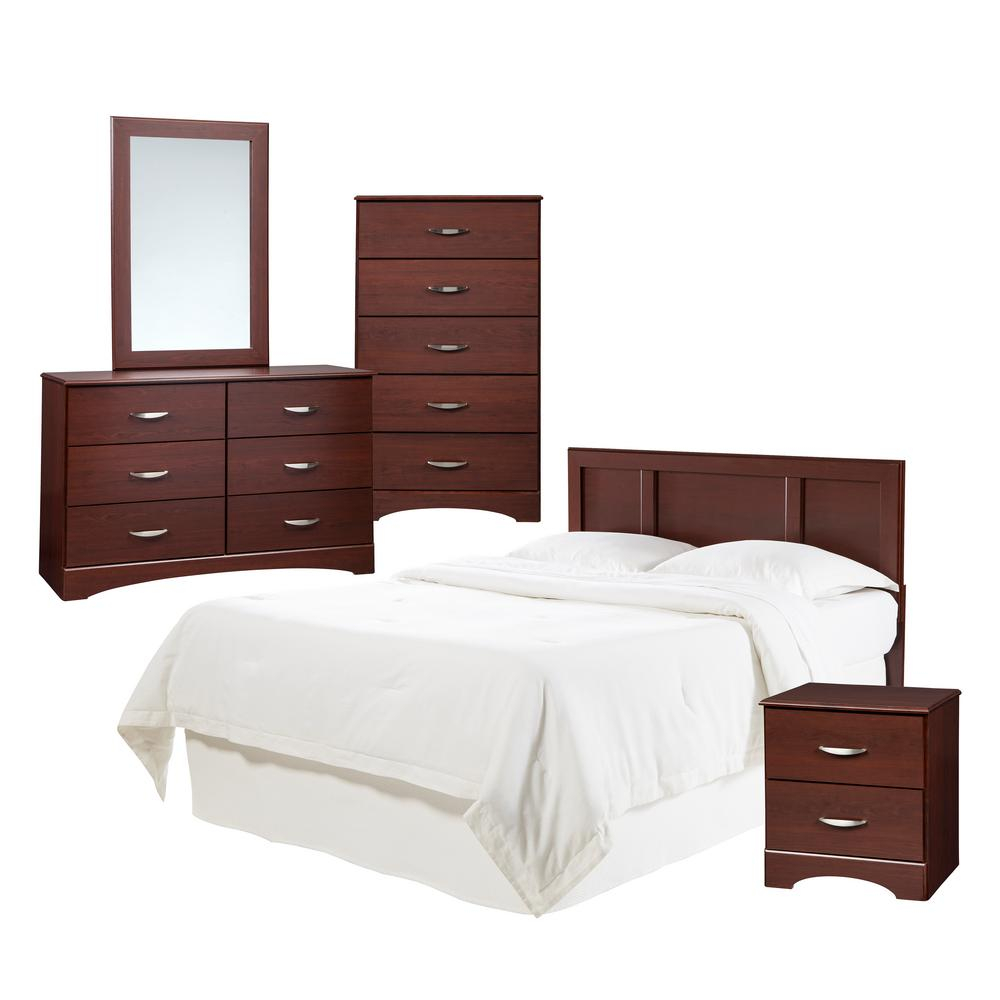 American Furniture Classics Six Piece Merlot Bedroom Set Including Headboard Five Drawer Chest Dresser Mirror And Two Night Stands regarding proportions 1000 X 1000