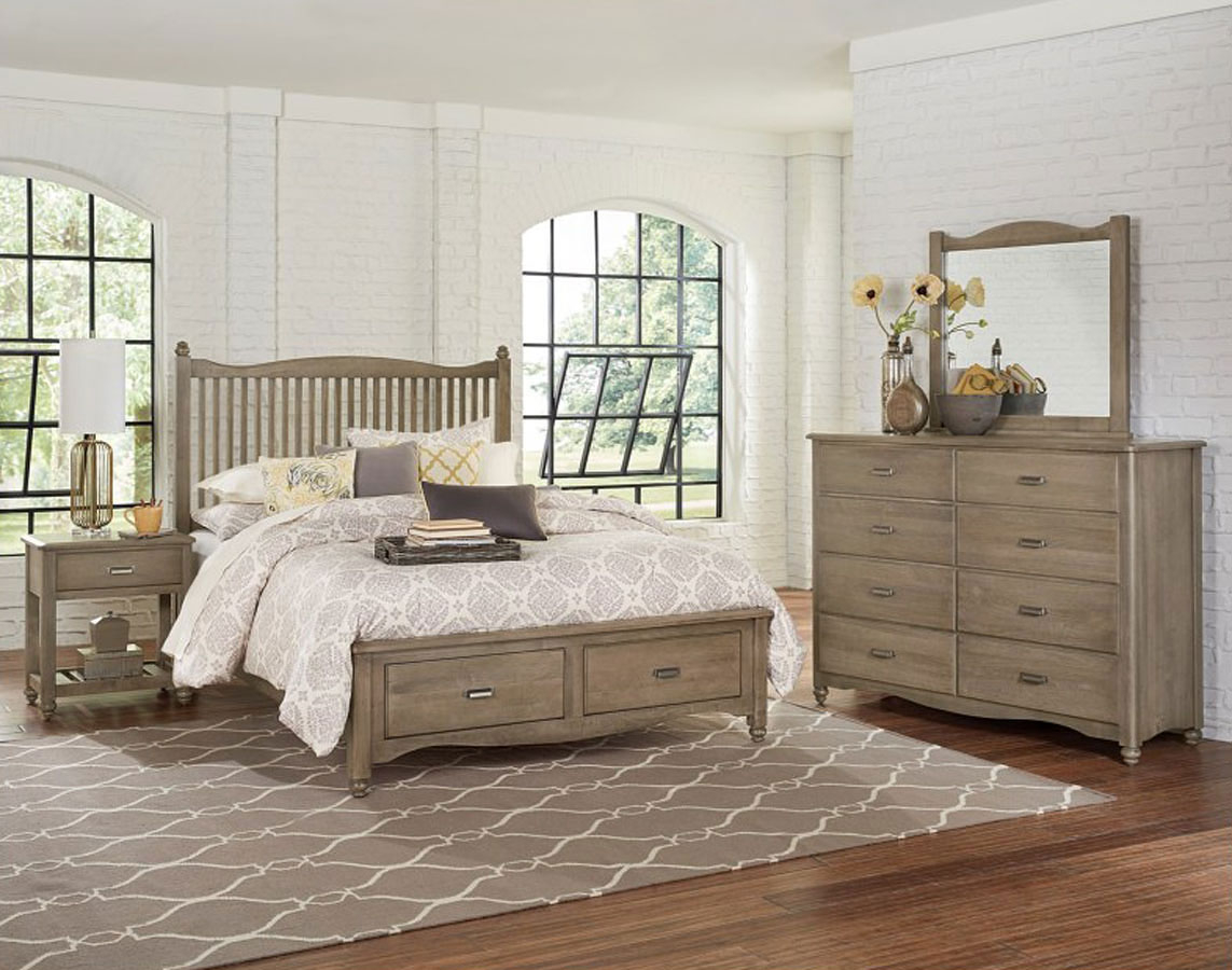 American Maple Slat Storage Bedroom Set Rustic Grey inside measurements 1143 X 900