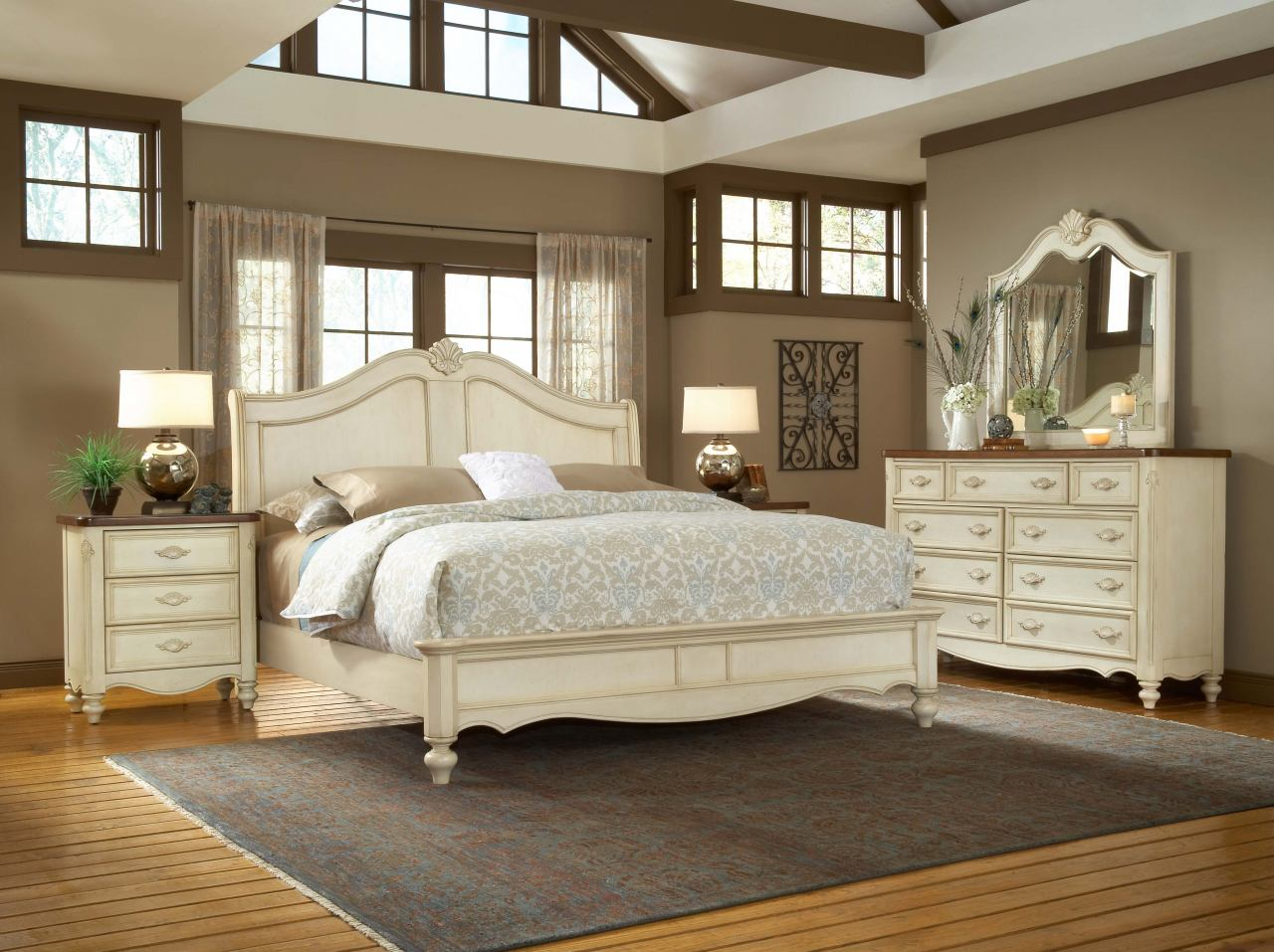 American Woodcrafters Chateau Collection Sleigh Bedroom Set In White Antique 3501 Setb inside proportions 1280 X 957