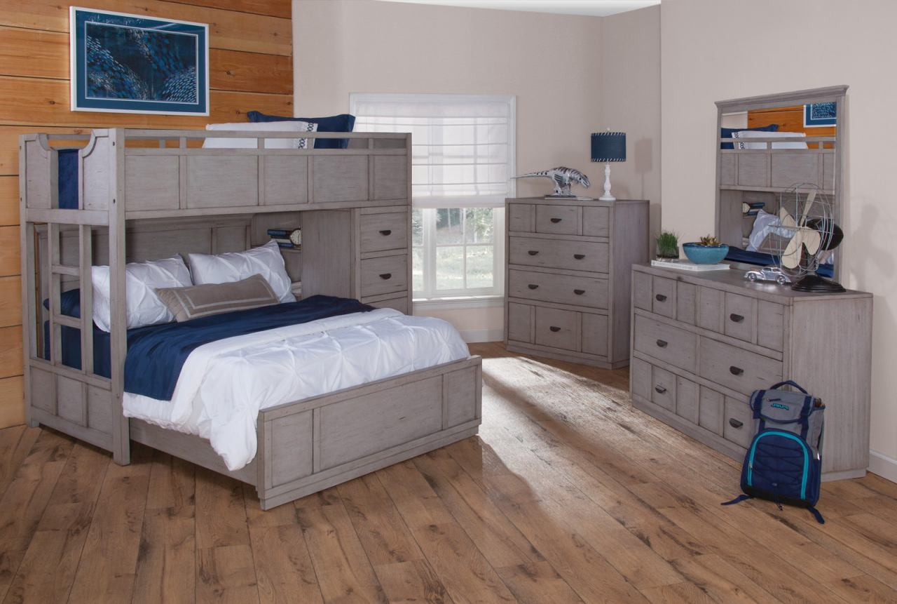 American Woodcrafters Provo Twin Over Full Loft Bedroom Set In Driftwood Patina regarding dimensions 1280 X 861