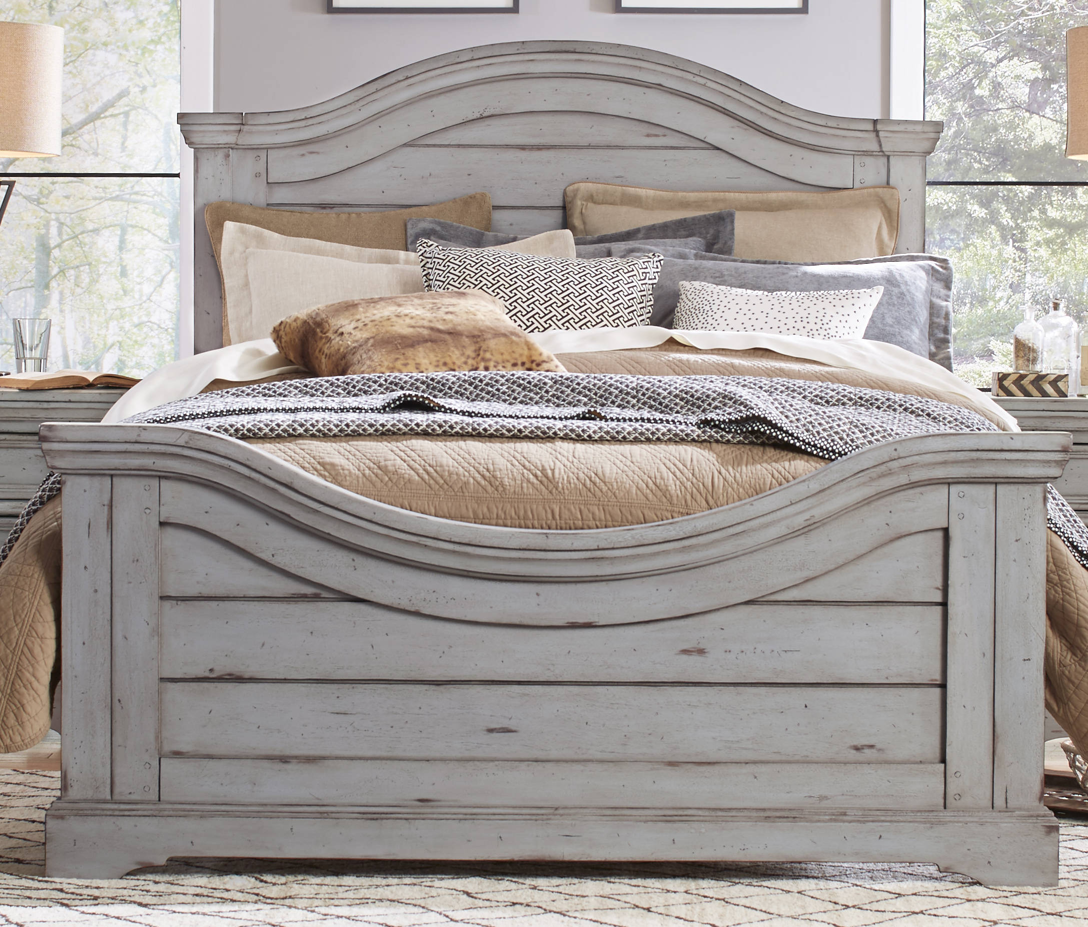 American Woodcrafters Stonebrook Antique Gray King Panel Bed with regard to sizing 2175 X 1852