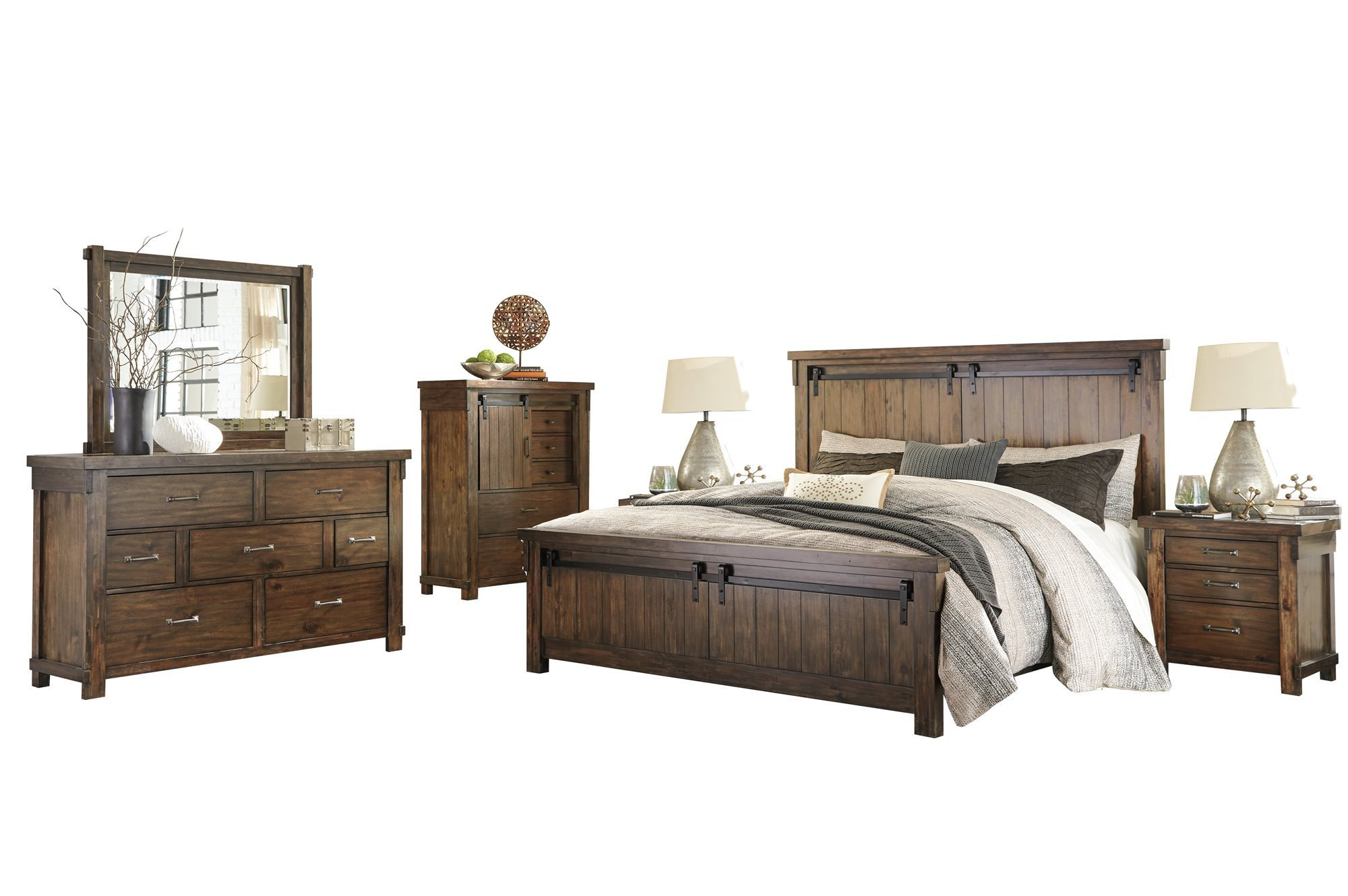 Amusant 6 Piece Cal King Bedroom Set Bevelle Audrey Torsten Gray with proportions 2000 X 1330