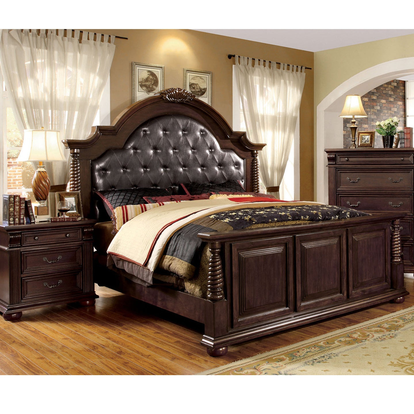 Angelica Traditional Brown Cherry 3 Piece Bedroom Set pertaining to sizing 1439 X 1439