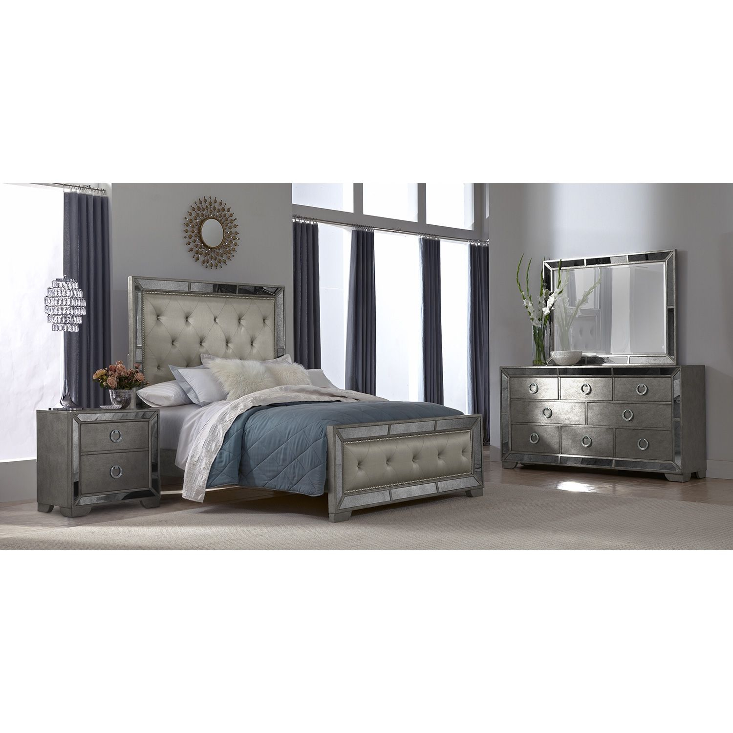 Angelina 6 Piece Upholstered Bedroom Set With Nightstand Dresser pertaining to measurements 1500 X 1500