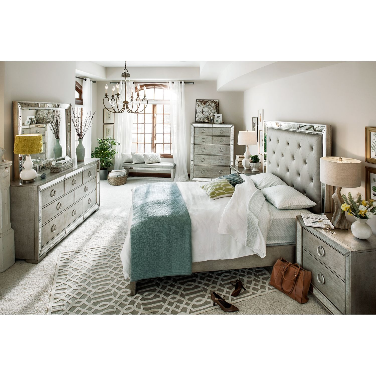 Angelina Upholstered Bed Glam Upholstered Bedroom Set Bedroom with regard to measurements 1500 X 1500