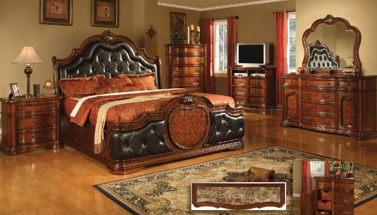 Antique Style Cherry Finish Classic Bedroom Woptional Casegoods regarding dimensions 1200 X 687