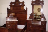 Antique Walnut Burled Elm Bedroom Set Marble Top Original Finish within measurements 1024 X 822