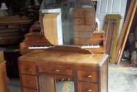 Antique Waterfall Vanity Dresser W Round Mirror And 7 Dovetail with regard to size 1536 X 2048