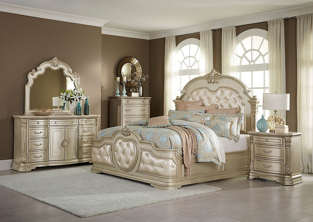 Antoinetta Panel Bedroom Set Champagne with sizing 1269 X 900
