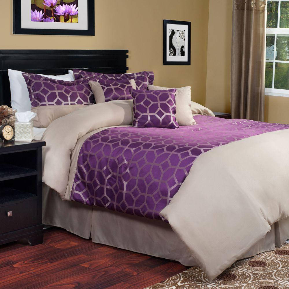 Aria 7 Piece Purple King Comforter Set for proportions 1000 X 1000