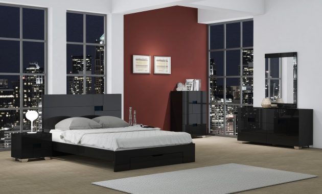 Aria Contemporary 4 Piece Black Wood Bedroom Set throughout sizing 2000 X 2000