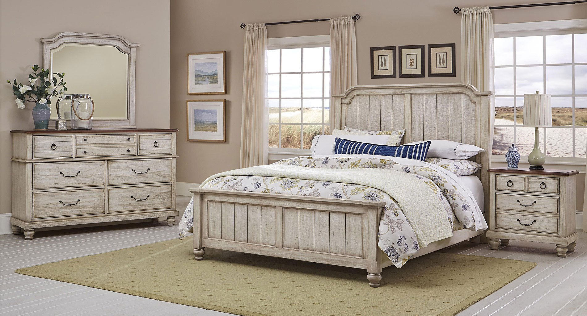 Arrendelle Panel Bedroom Set Rustic White with regard to sizing 1900 X 1024