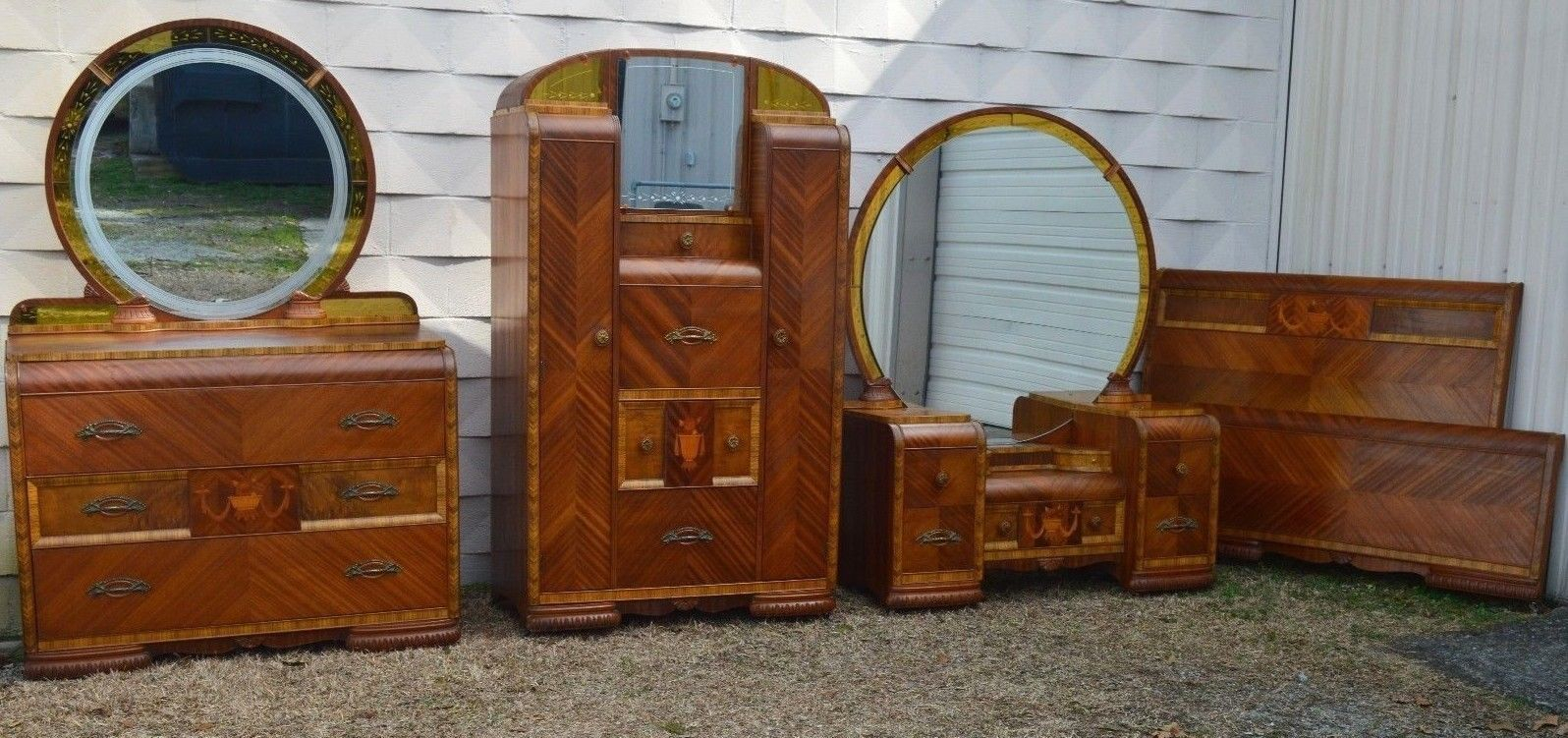 Art Deco Waterfall Bedroom Chifforobe With Desk Dresser for proportions 1596 X 751