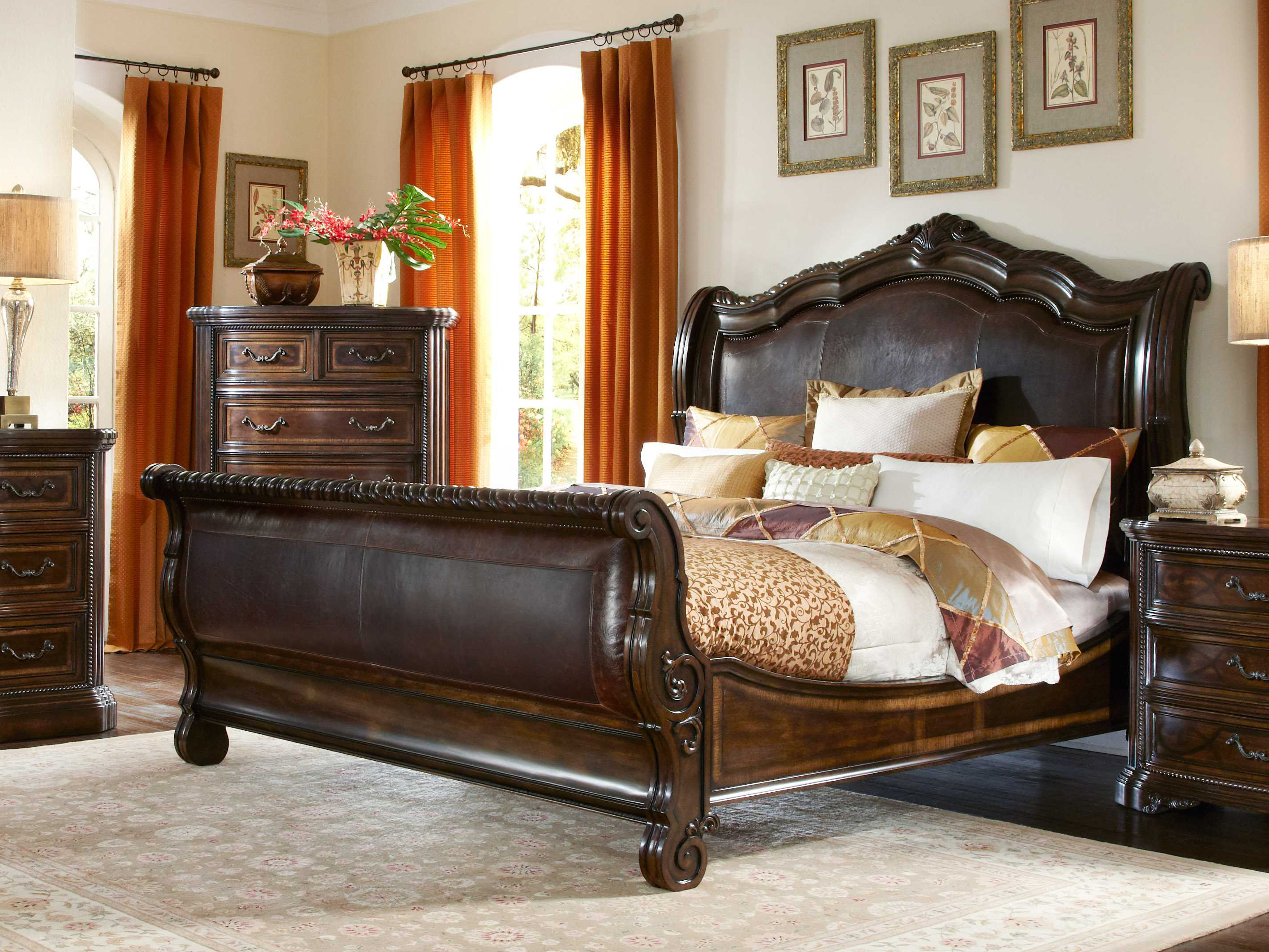 Art Furniture Valencia Dark Oak Sleigh Bedroom Set with sizing 2868 X 2151