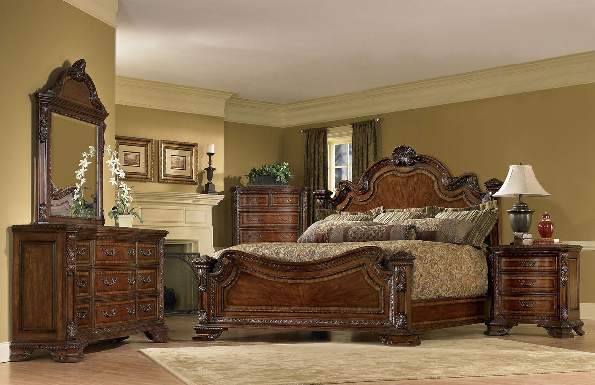Art Old World Estate Bedroom Set In Warm Pomegranate regarding sizing 1200 X 776