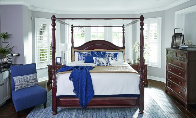 Ashleys Lavidor Canopy Bed All Dressed In Blue Add A Pop Of Color throughout measurements 3600 X 2400