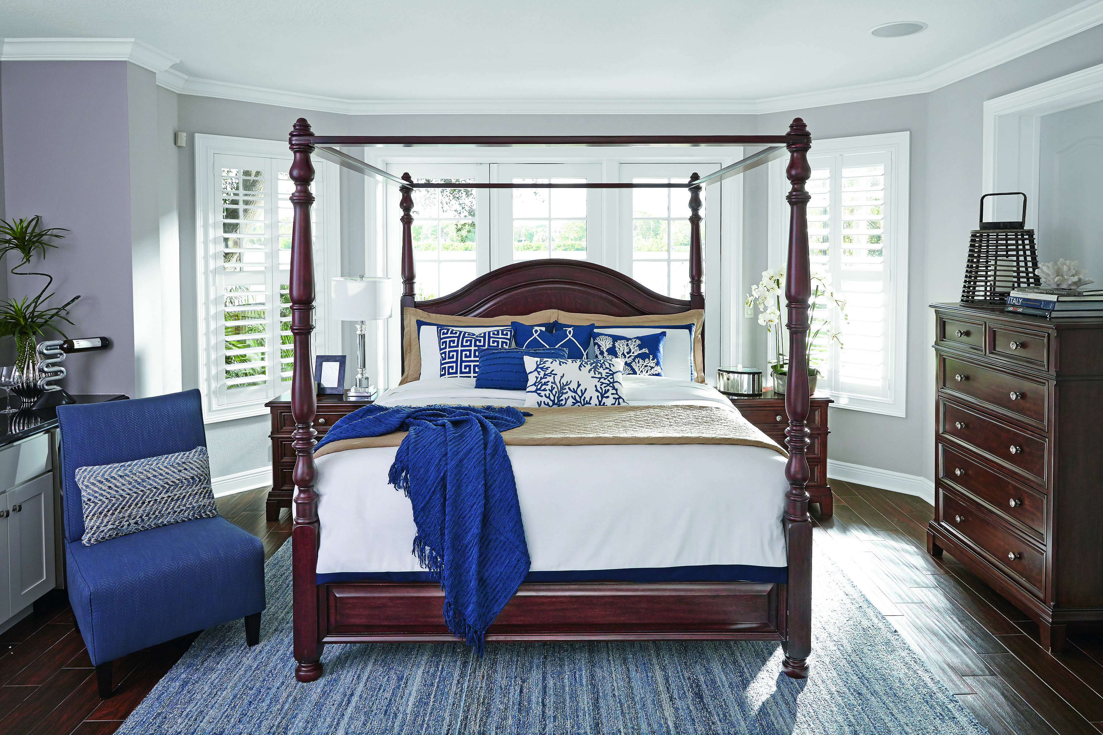 Ashleys Lavidor Canopy Bed All Dressed In Blue Add A Pop Of Color throughout measurements 3600 X 2400