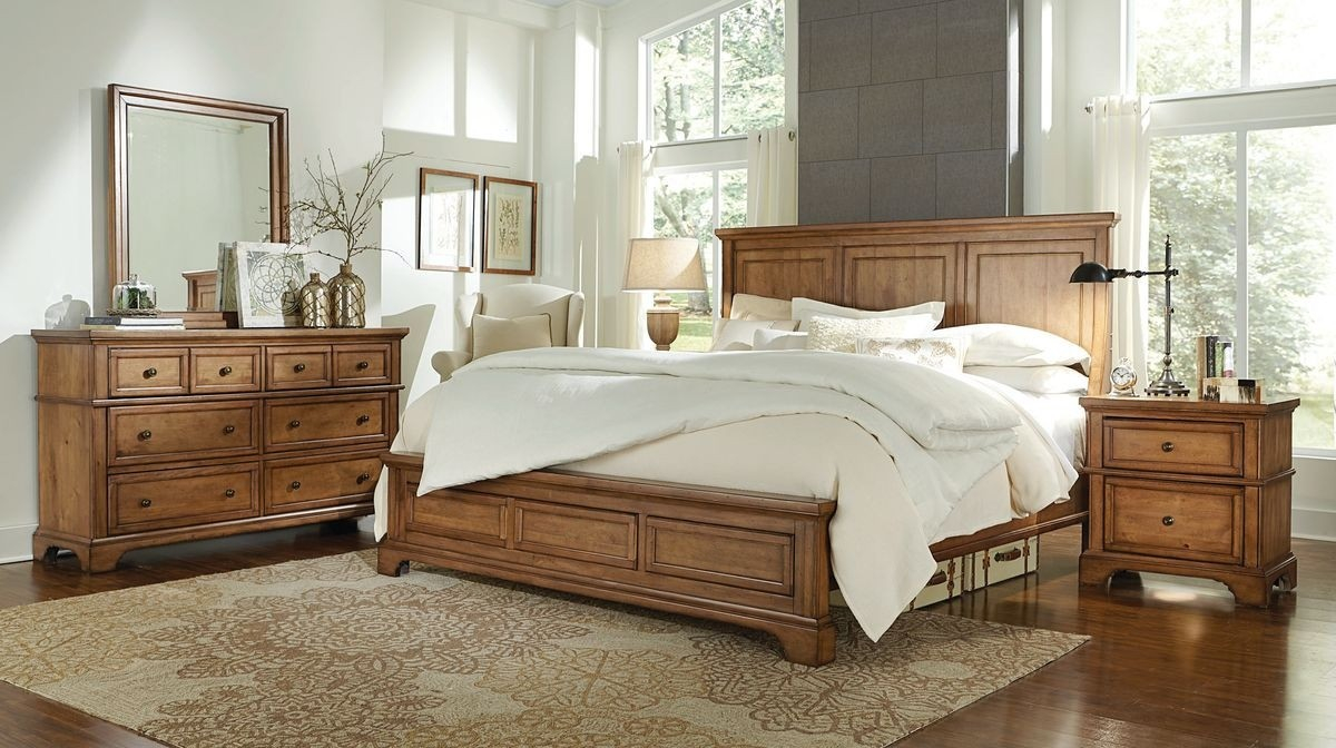 Aspen Home Alder Creek Panel Bedroom Set In Butterscotch inside measurements 1200 X 672