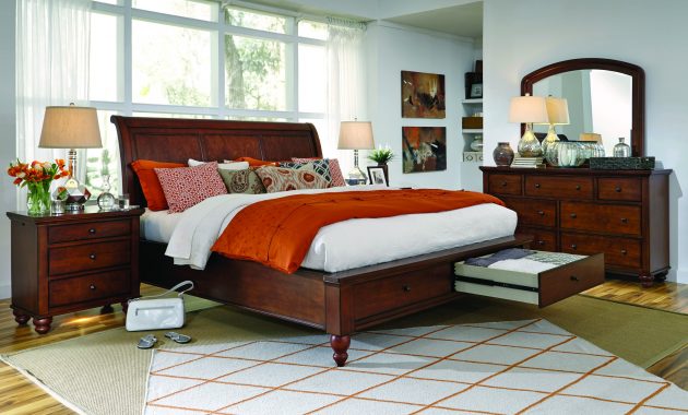 Aspen Home Cambridge Sleigh Storage Bedroom Set In Brown Cherry in size 3000 X 1941