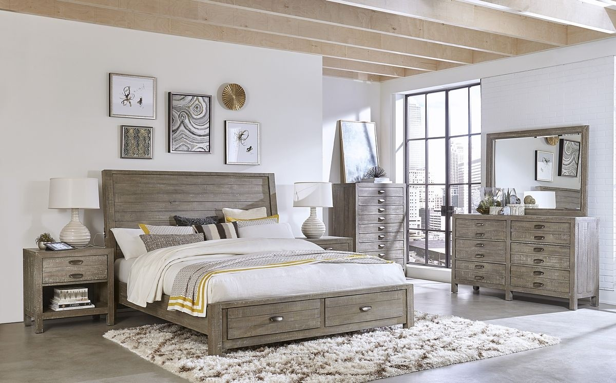 Aspen Home Radiata Sleigh Storage Bedroom Set In River Rock inside sizing 1200 X 746