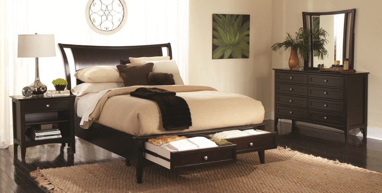 Aspenhome Kensington Sleigh Storage Bedroom Set In Java Ikjbr Home throughout sizing 1280 X 649