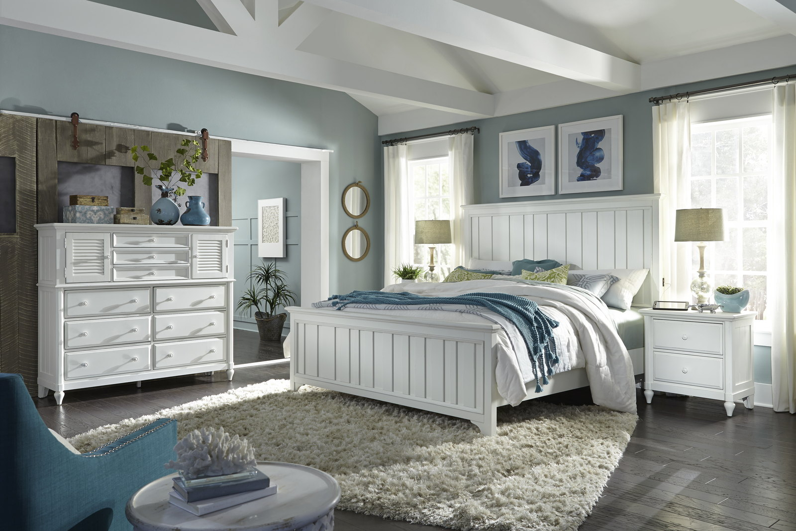 Aspenhome Retreat 4pcs Farmhouse Panel Bedroom Set In Chalk with regard to proportions 1600 X 1067