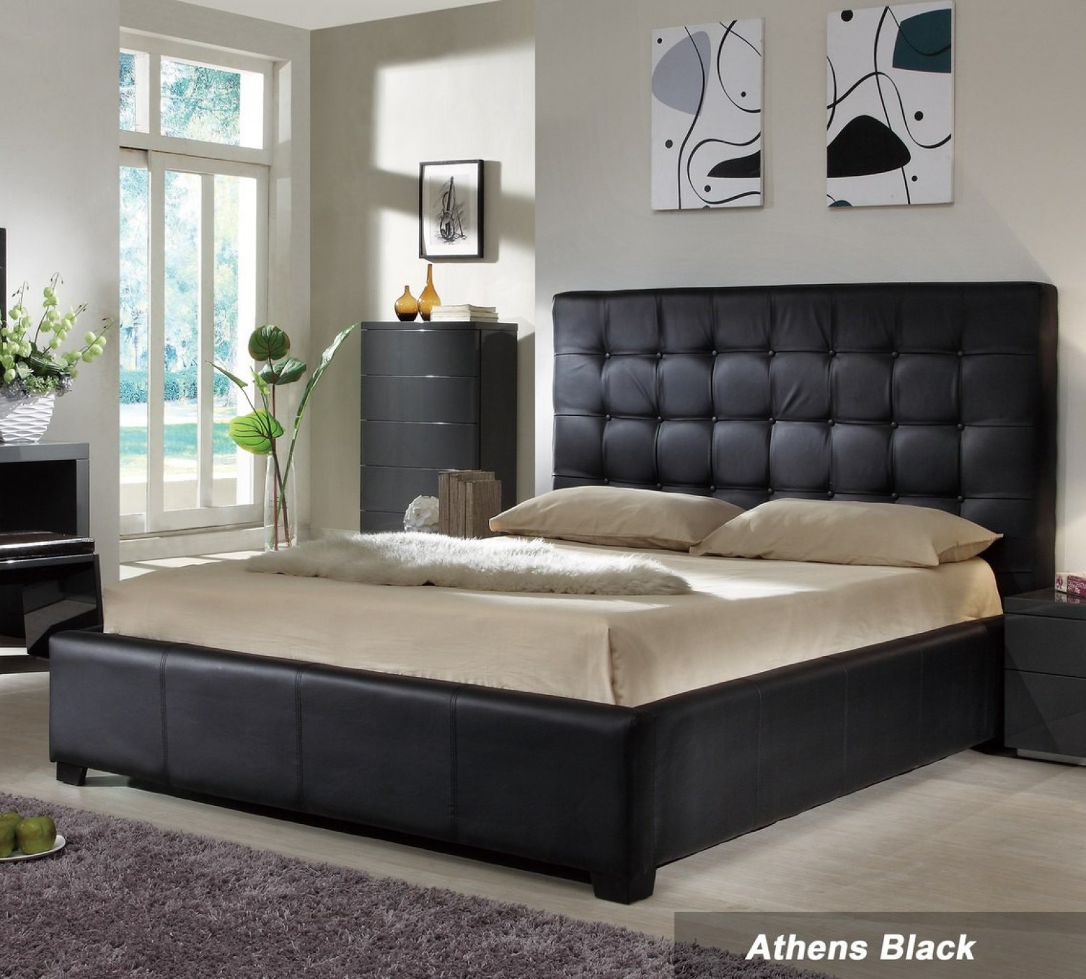 Athens 3 Piece Queen Size Bedroom Set Black pertaining to sizing 1555 X 1403