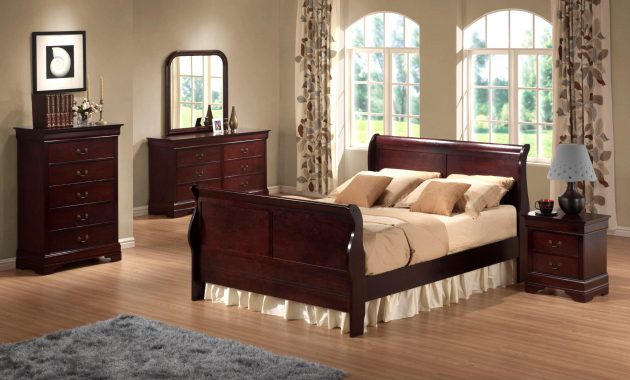 Austin Group Bordeaux Queen Transitional Cherry Sleigh Bed inside proportions 2900 X 1791