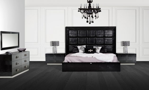 Ax Victoria Modern Black Crocodile Bedroom Set throughout proportions 1200 X 686