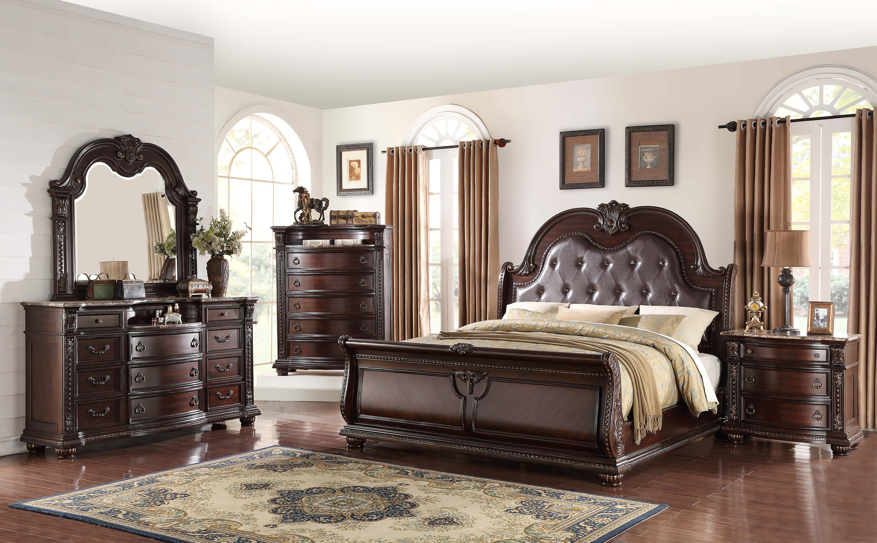 B1600 Stanley Marble Top Bedroom Set Crown Mark for size 3000 X 1859