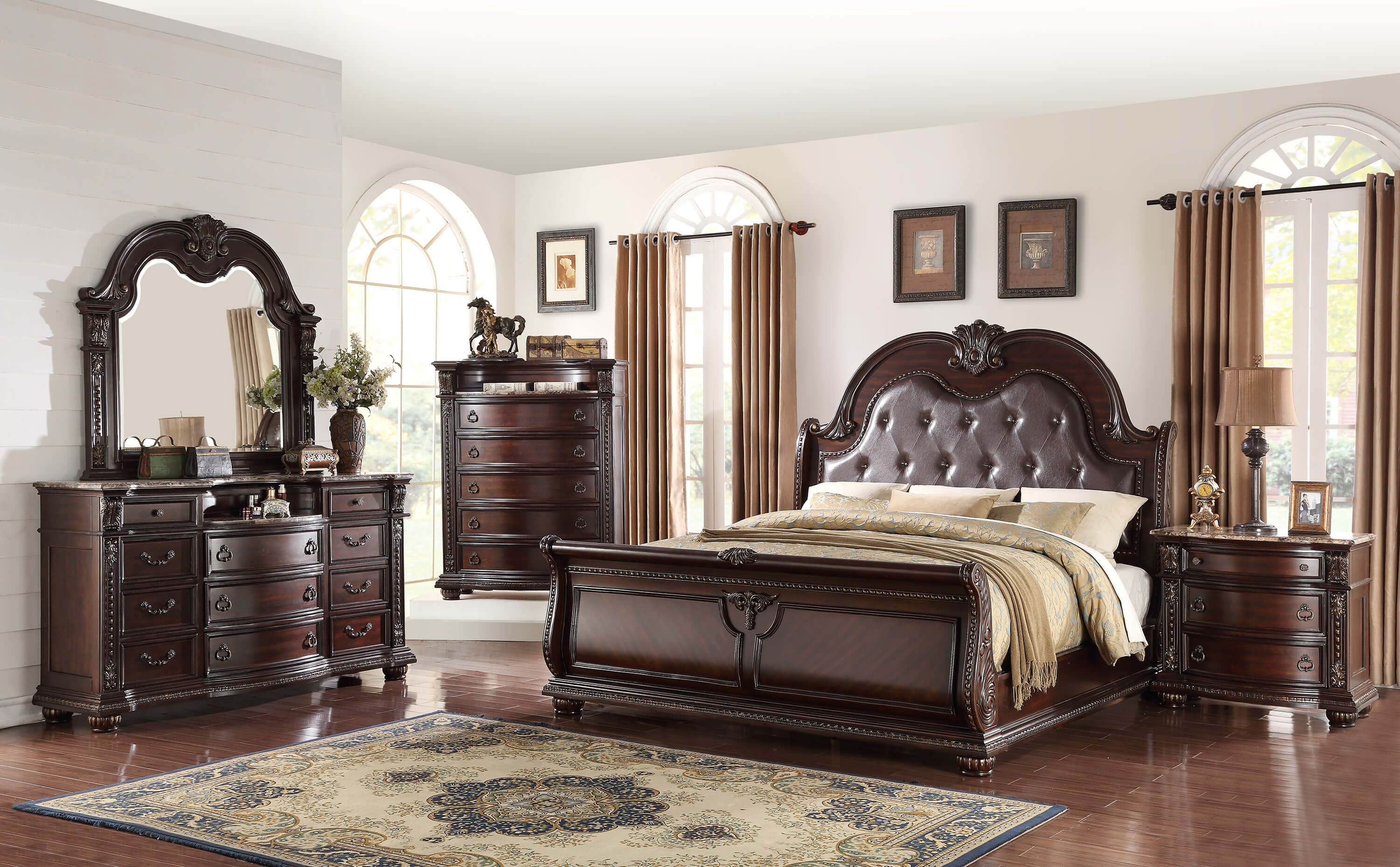 B1600 Stanley Marble Top Bedroom Set Crown Mark throughout measurements 3000 X 1859