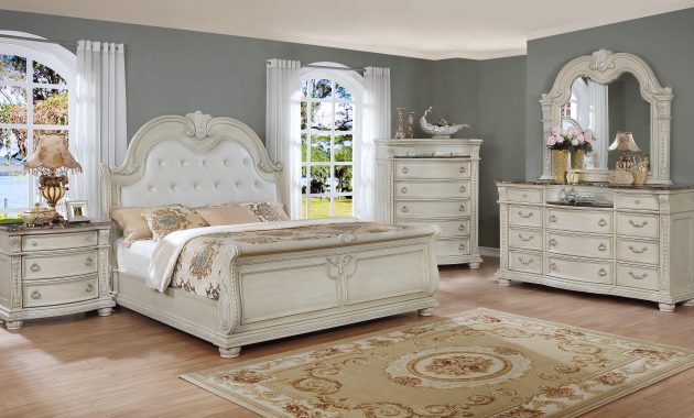 B1630 Stanley Antique White Marble Bedroom Set Crown Mark intended for sizing 3000 X 1683