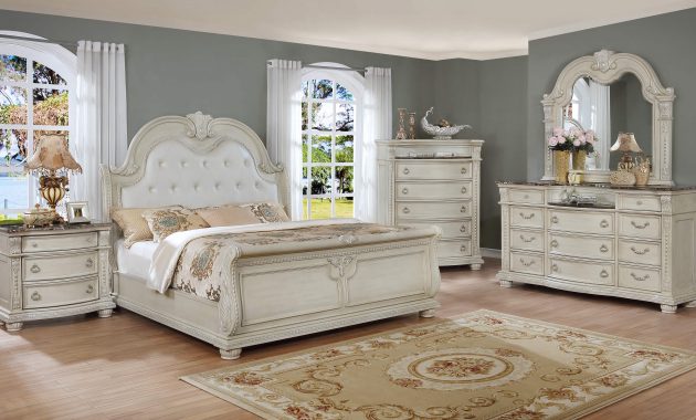 B1630 Stanley Antique White Marble Bedroom Set Crown Mark throughout measurements 3000 X 1683