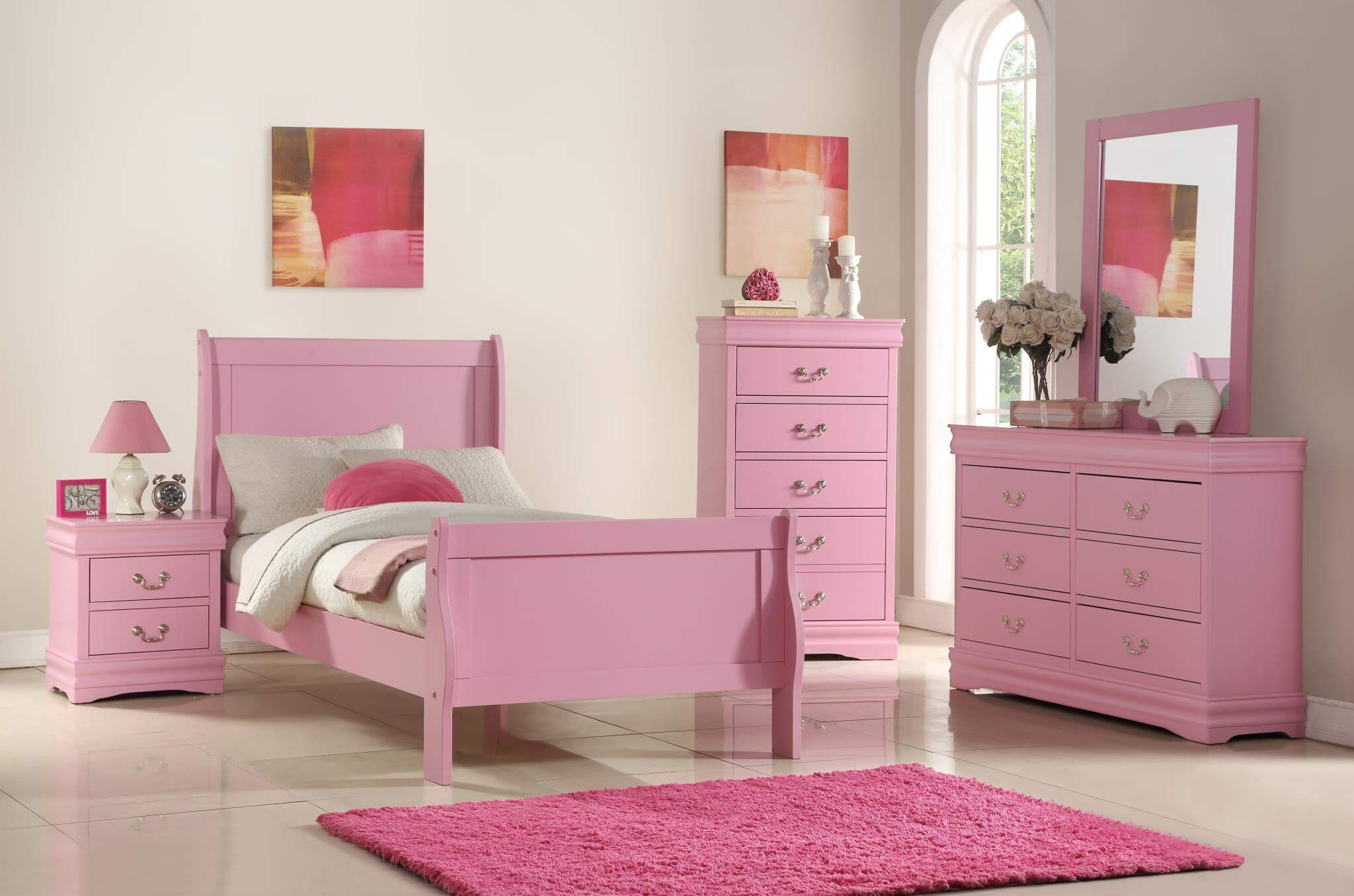 B291 Pink Louis Phillip Bedroom Set for measurements 2048 X 1356