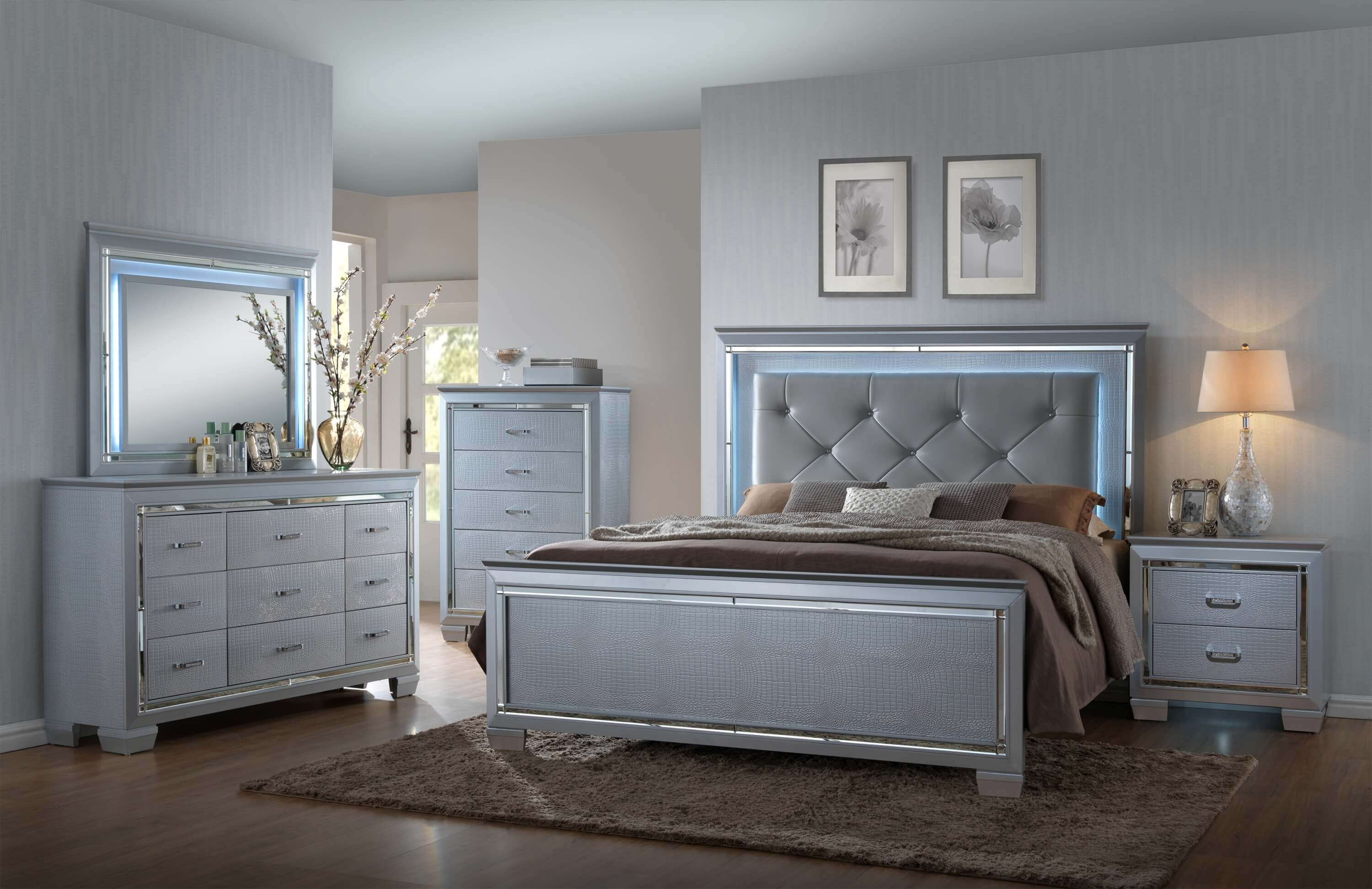 B7100 Lillian Led Bedroom Set Crown Mark regarding sizing 3000 X 1945