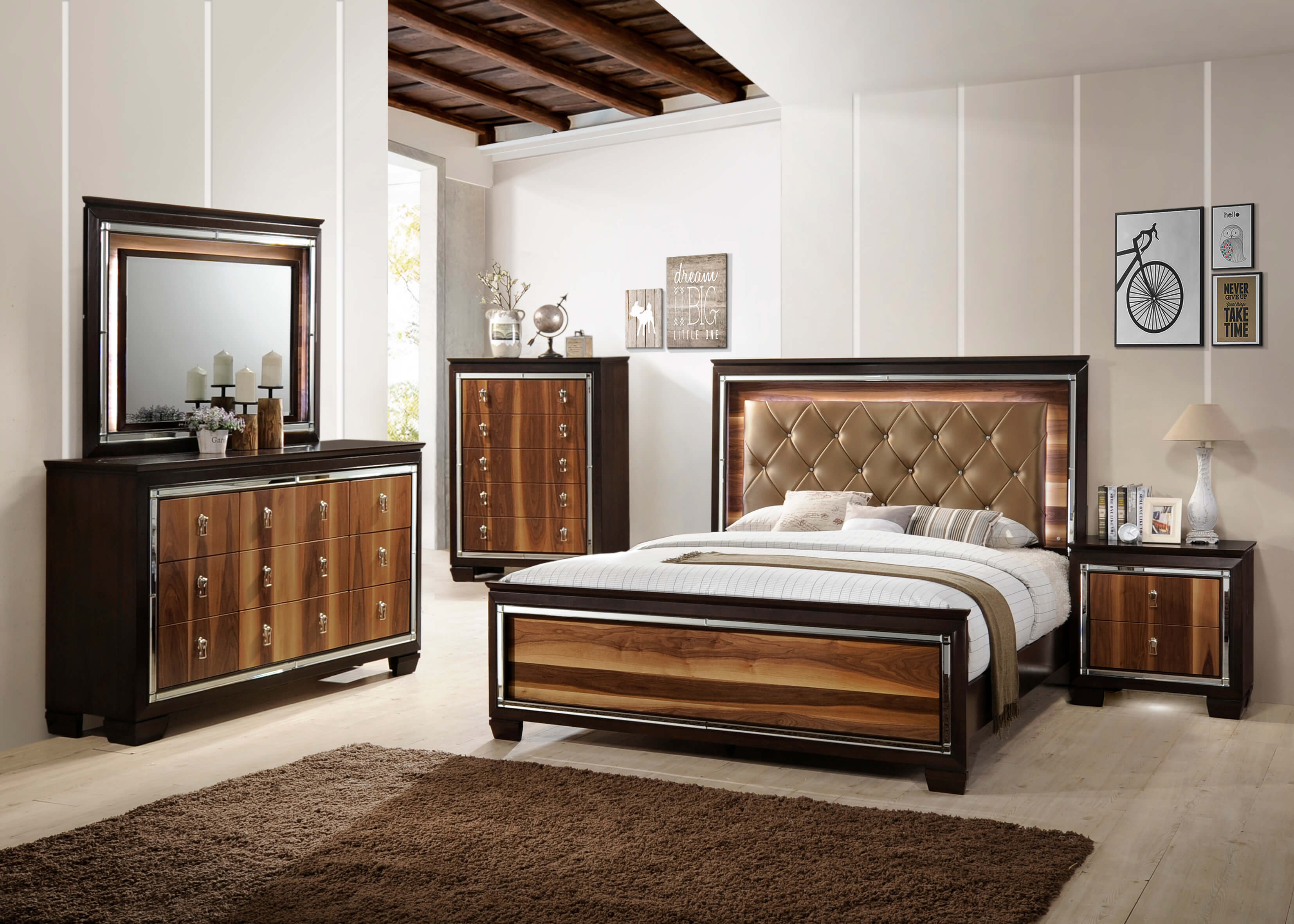 B7700 Kelda Led Bedroom Set Crown Mark with regard to proportions 3306 X 2361