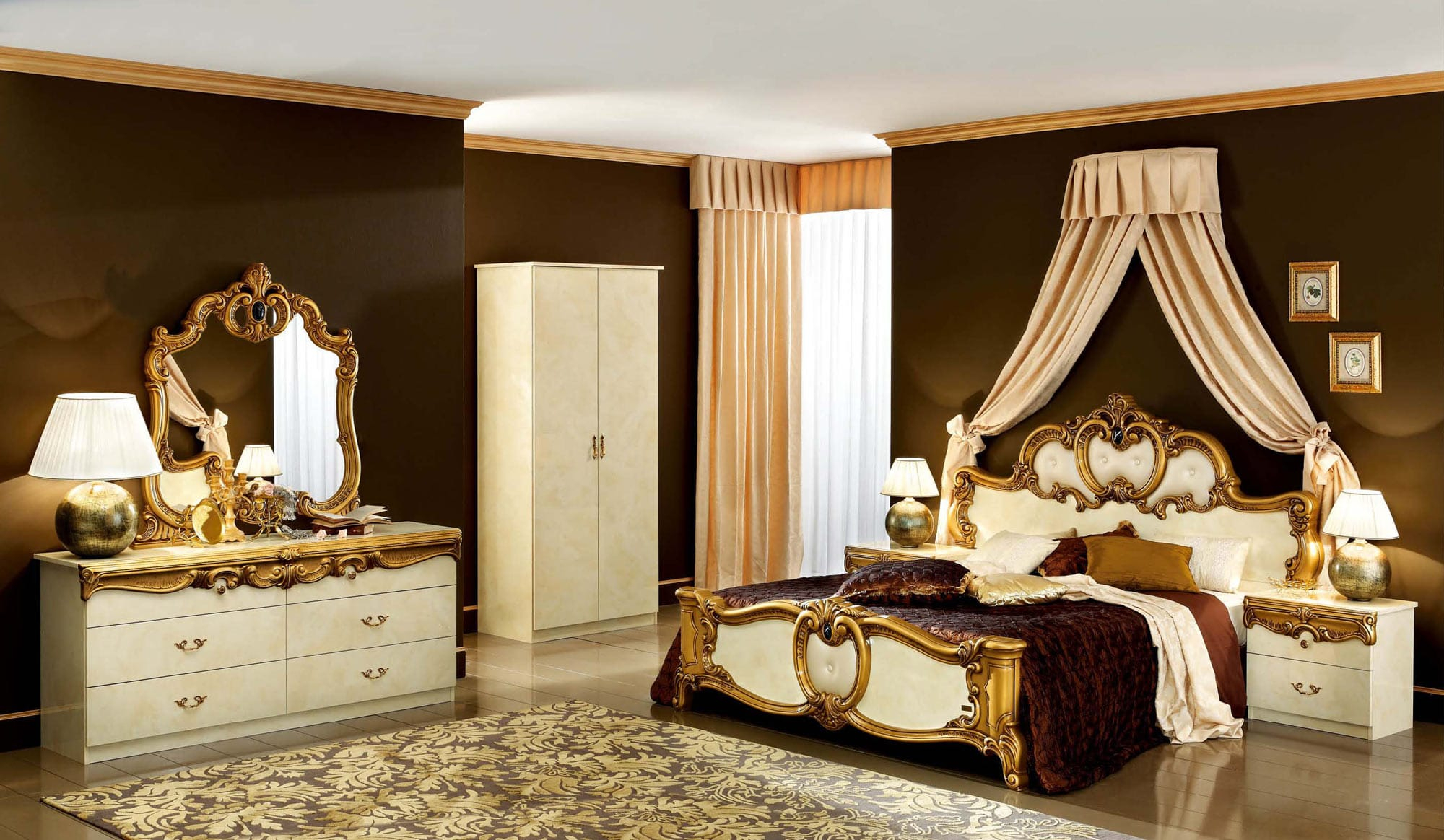 Barocco Ivorygold Bedroom Set Esf intended for size 2000 X 1164