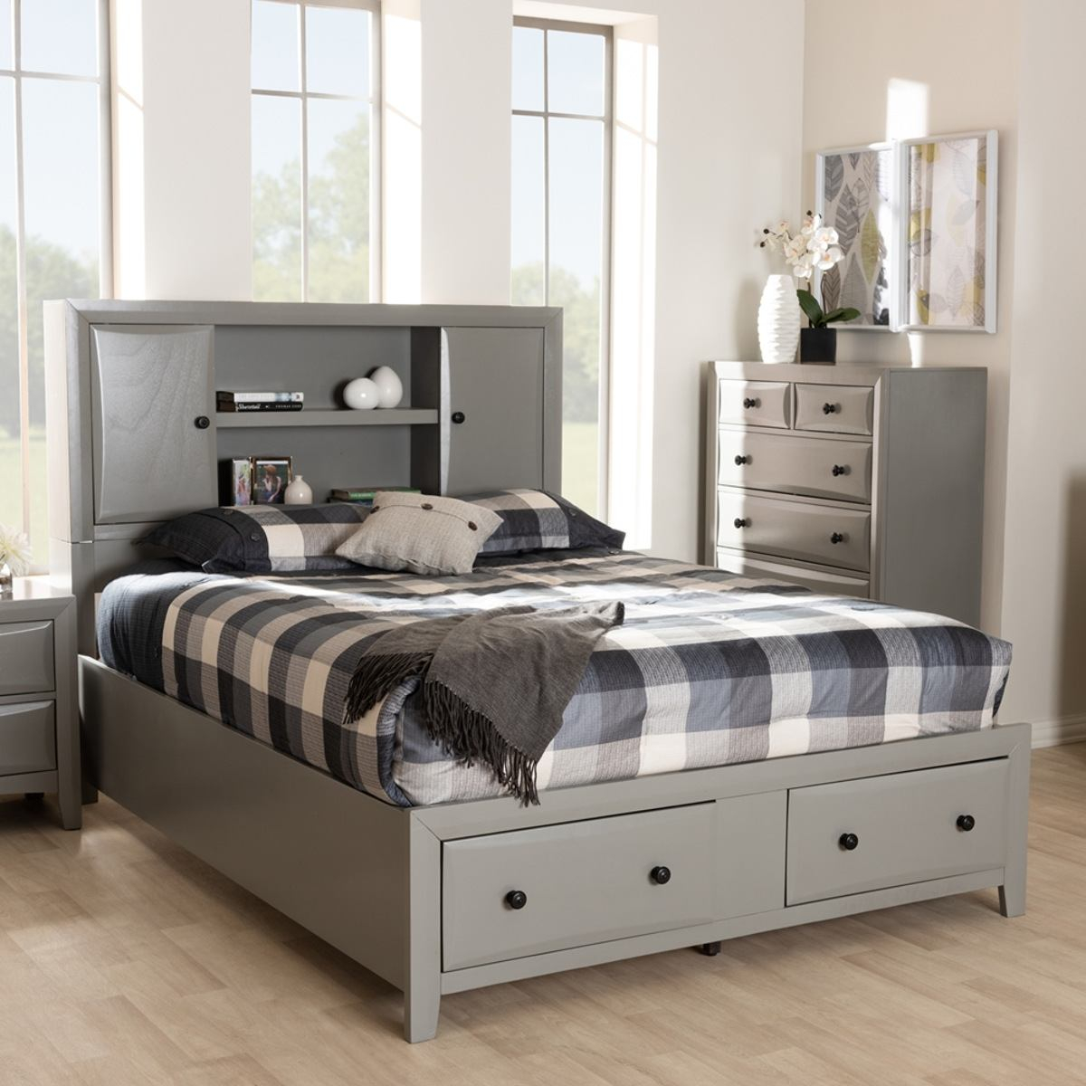 Baxton Studio Rosana 6pc Queen Size Bedroom Set In Grey C7498a Grey Queen 6pc Set inside size 1200 X 1200