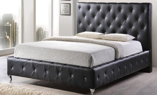 Baxton Studio Stella Crystal Tufted Black Modern Bed With Upholstered Headboard in dimensions 1800 X 1800