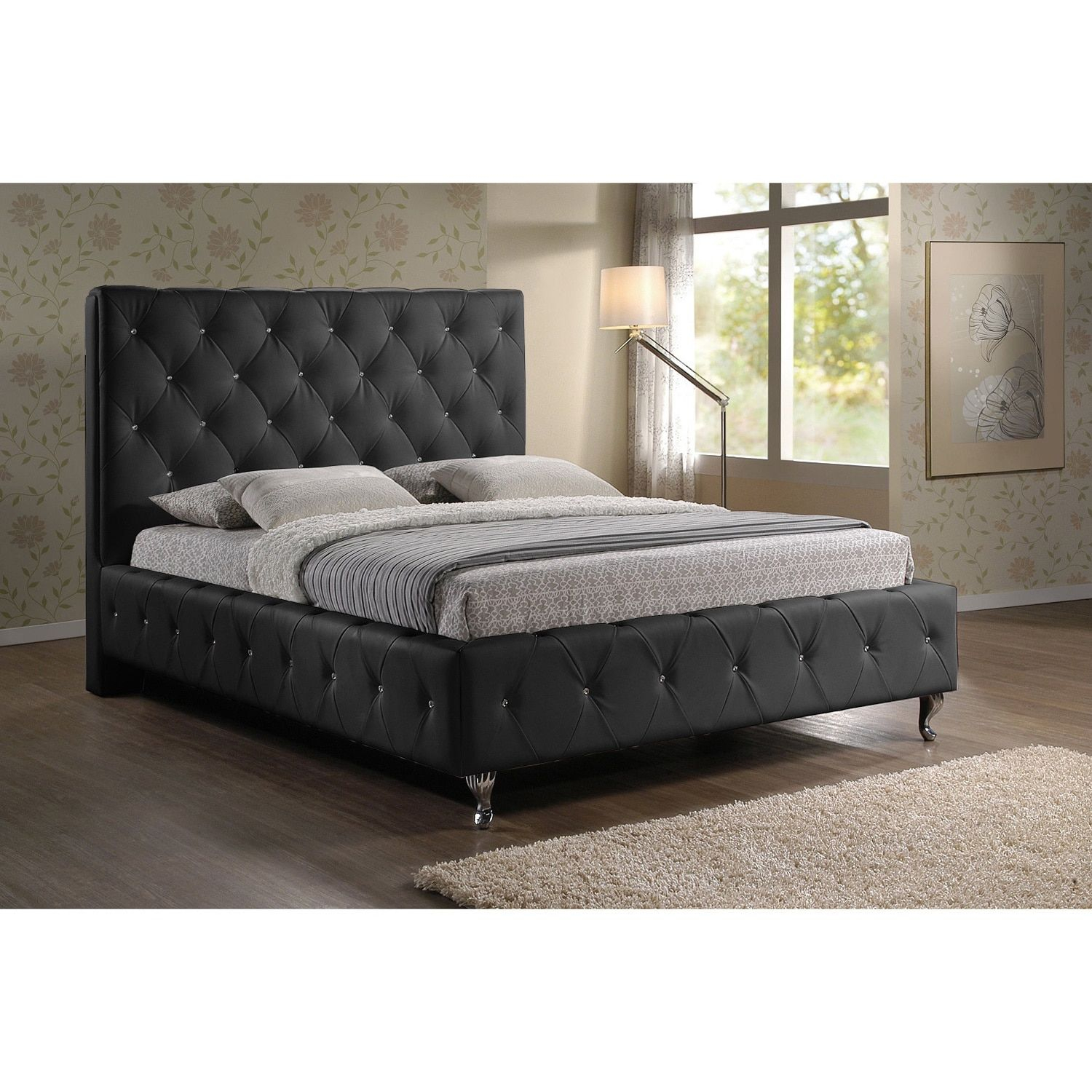 Baxton Studio Stella Crystal Tufted White Modern Bed With throughout dimensions 1500 X 1500