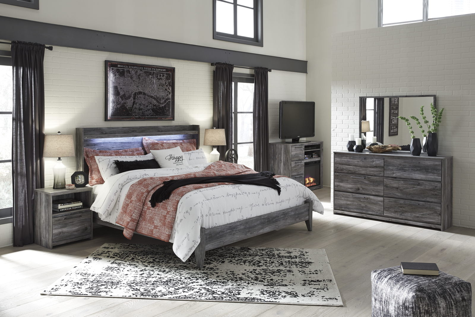Baystorm 4pc Panel Bedroom Set In Gray within proportions 1600 X 1067