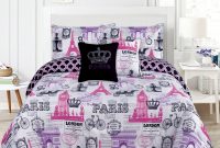 Bedding Queen 5 Piece Girls Comforter Bed Set Paris Eiffel Tower London Pink And Purple regarding sizing 1800 X 1800