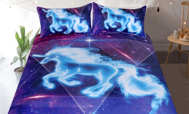 Beddingoutlet 3d Unicorn Bedding Set Galaxy Stars Duvet Cover For Kids Vivid Printed 3pcs Bedclothes Universe Blue Pink Bed Set with dimensions 1000 X 1000