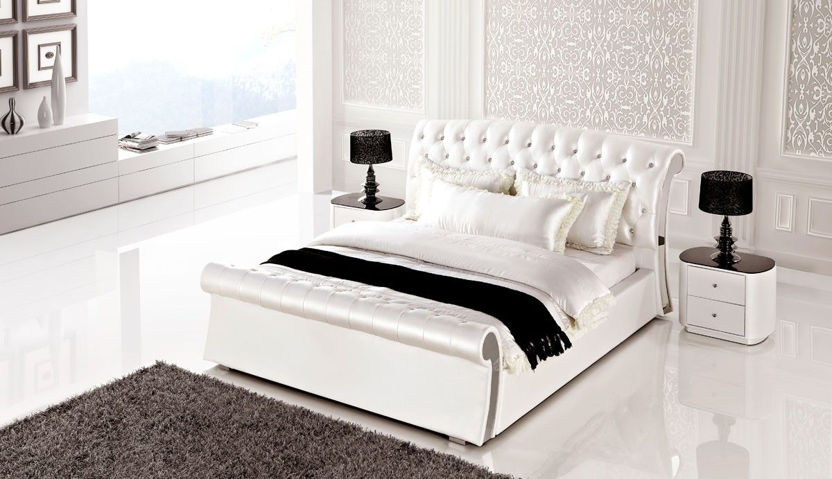 Bedroom Design Ae B6275 White Leather Bedroom Set King And Queen with regard to size 1200 X 691