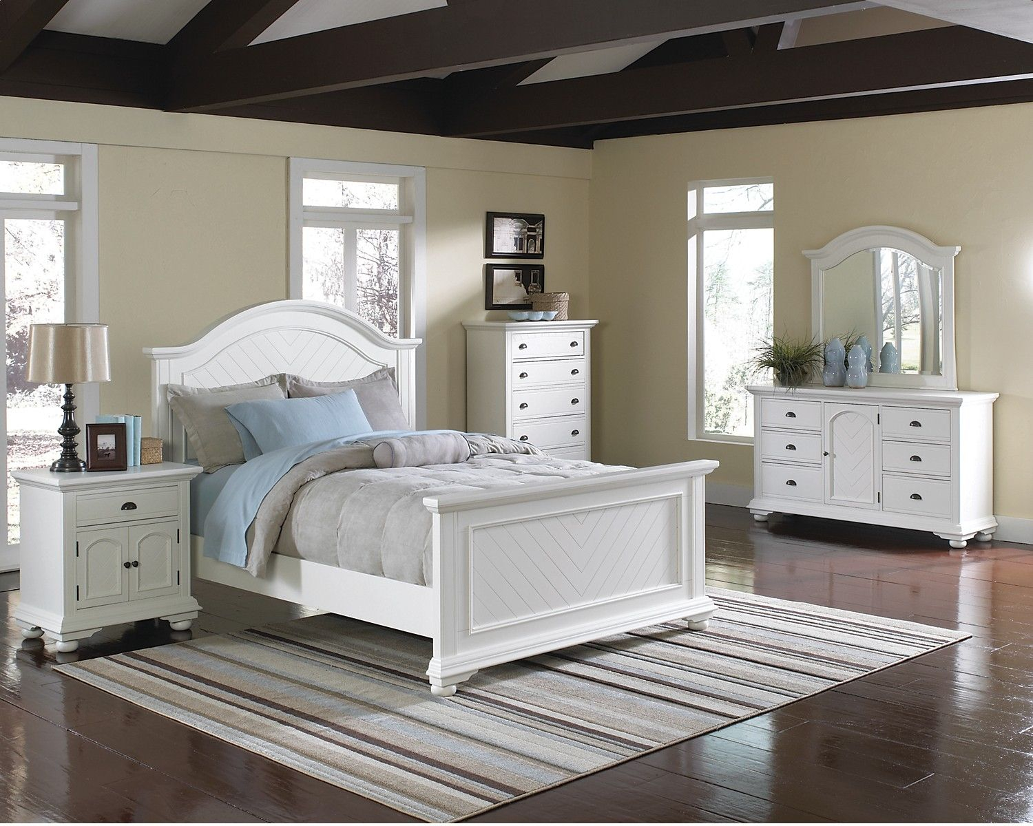 Bedroom Furniture Brook Off White 7 Piece Full Bedroom Set Stuff regarding proportions 1500 X 1200