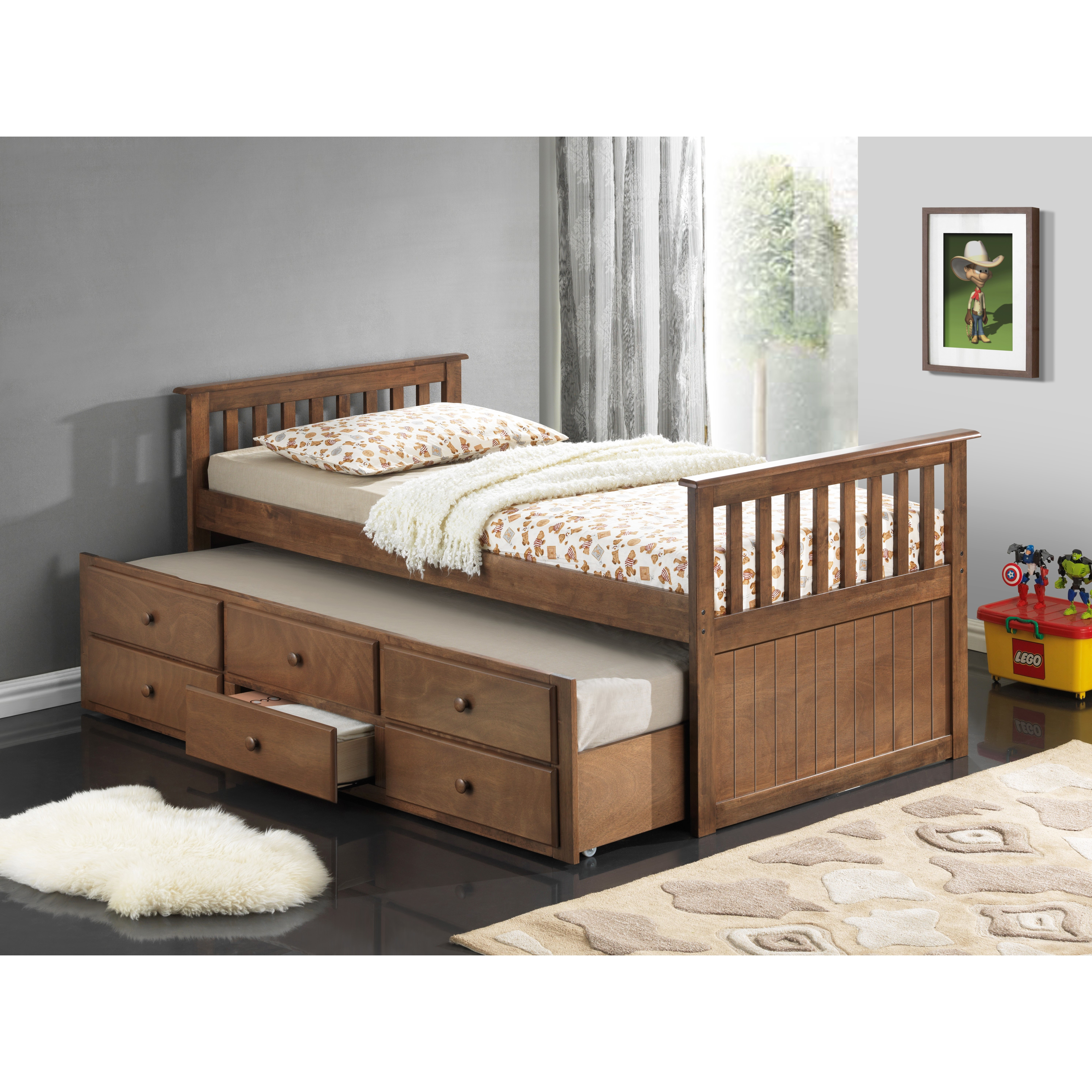 Bedroom Marco Island Twin Roomsaver Bed With Drawer In Brown For for measurements 5972 X 5972