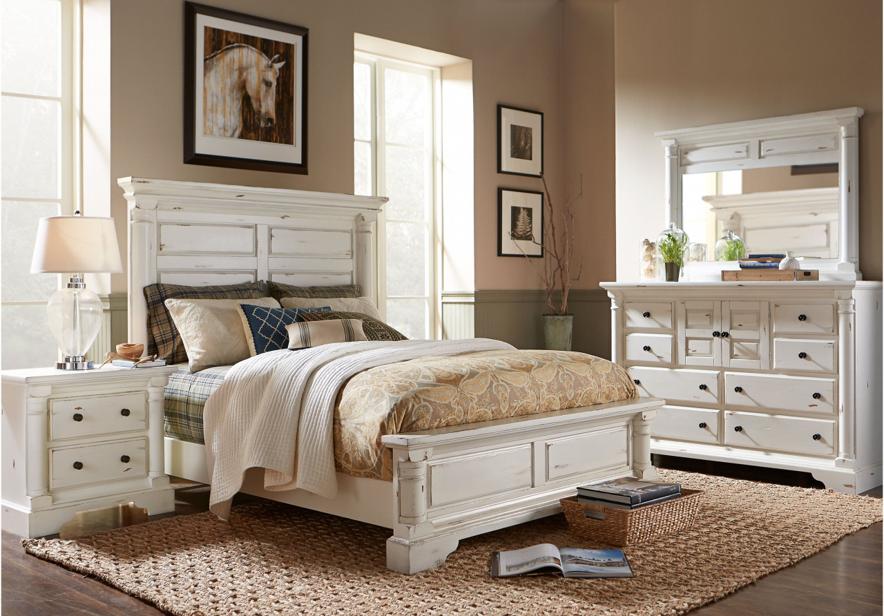 Bedroom Sets With Desk Queen Claymore Park F White 8 Pc King Panel throughout measurements 1280 X 892