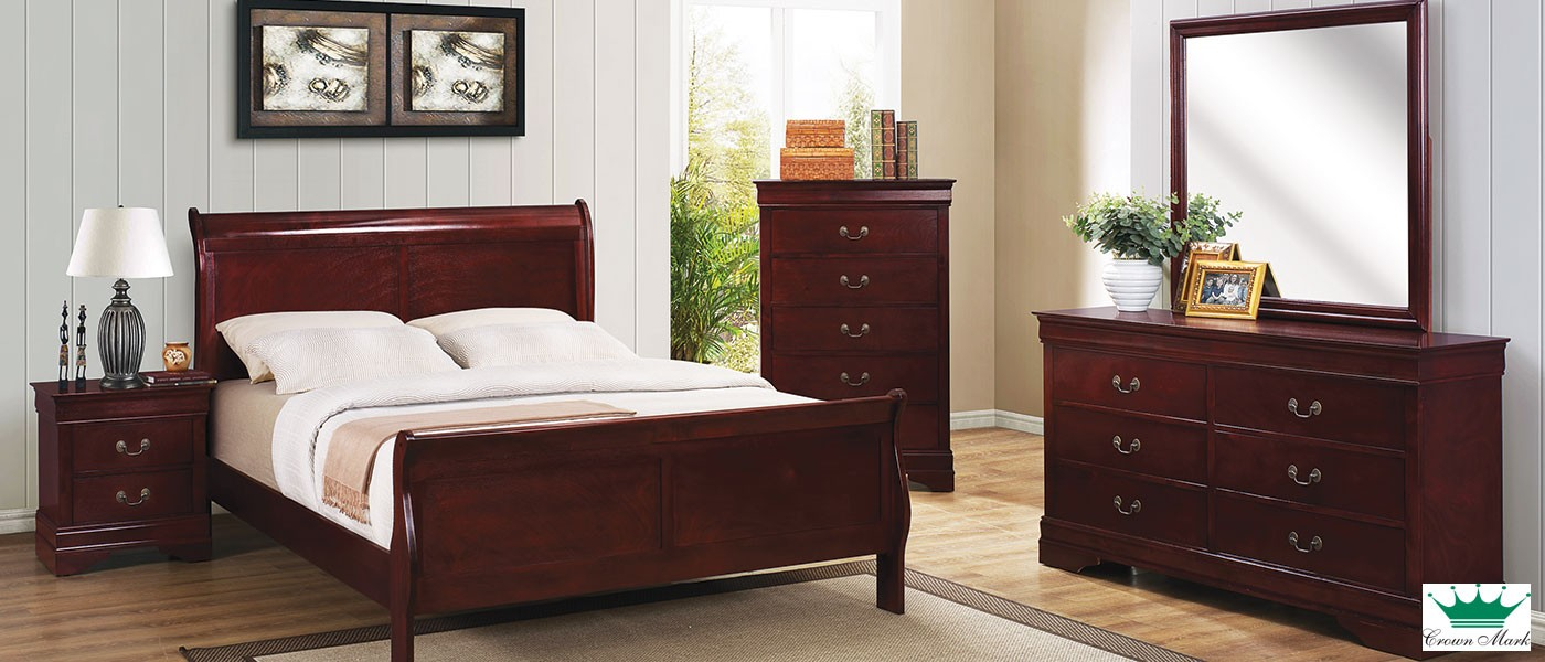 Beds For Less Cherry 6pc Queen Bedroom Set in proportions 1400 X 600